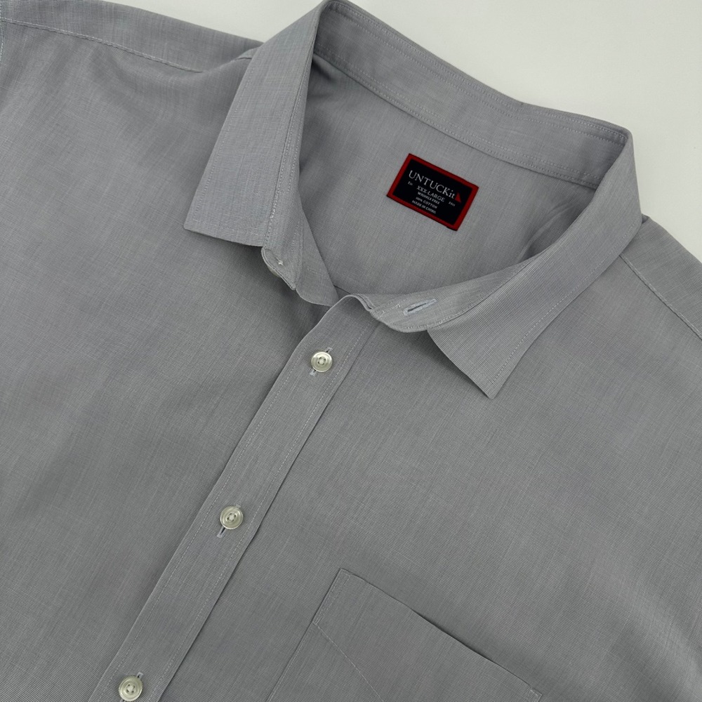 UNTUCKit Recolte Gray Wrinkle Free Short Sleeve Shirt Mens XXXL Regular Fit